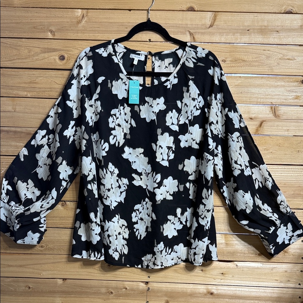 Floral Black and White Women's Top